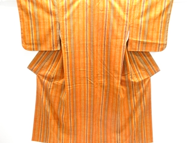 縞織出し手織り真綿紬着物